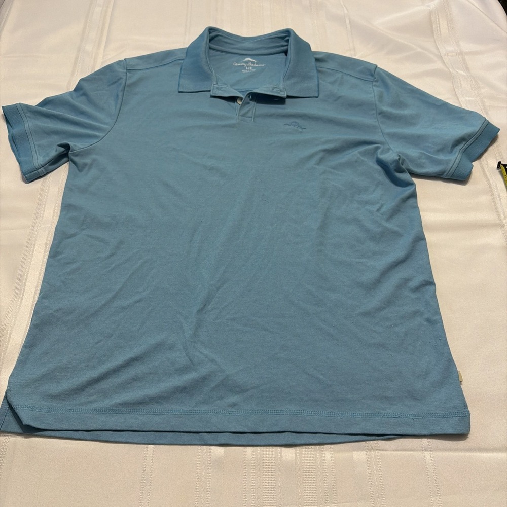 Tommy Bahama Mens Large Blue Short Sleeve Polo Shirt Marlin Logo ST226363TX